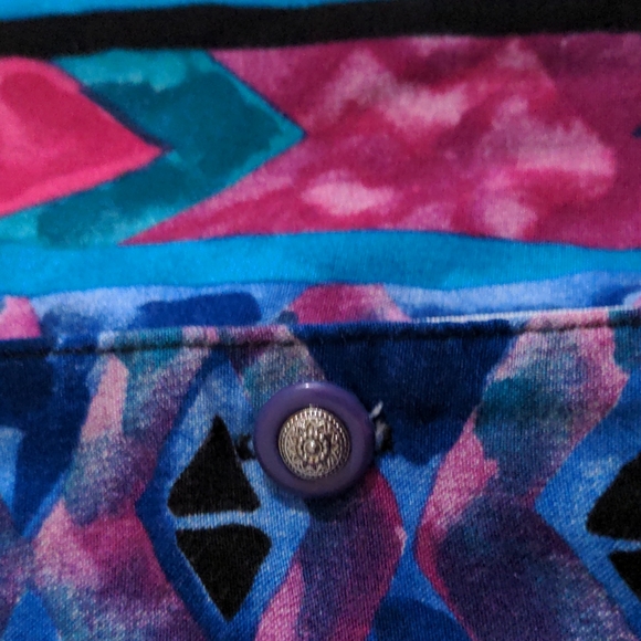 Vintage 90s Caliche Collection geo print gaudy casual button up blouse sz 16 - Picture 5 of 5